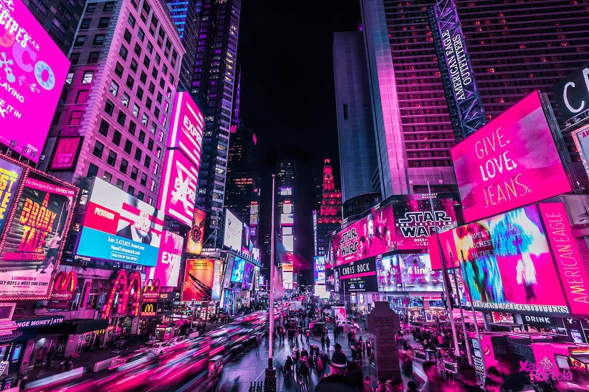 Times Square neon lights night